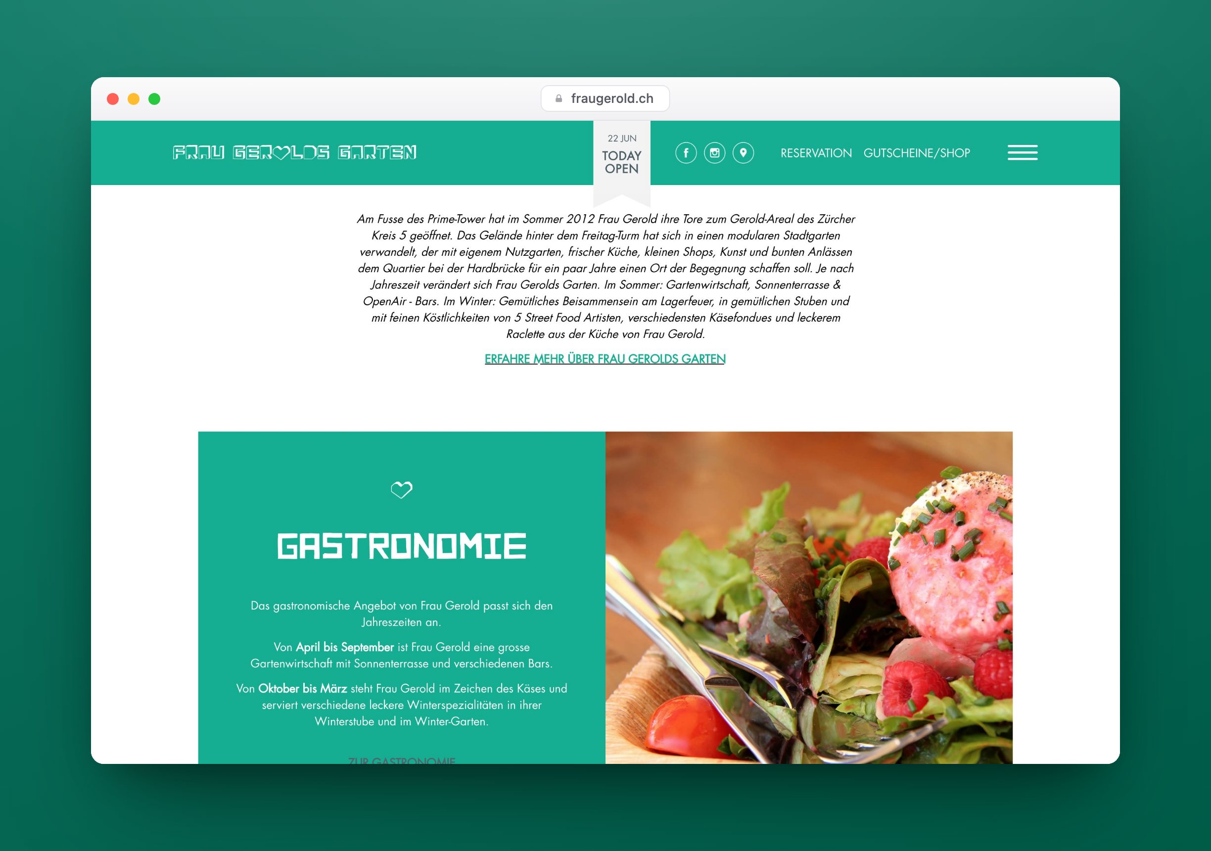 Frau Gerolds Garten, Website