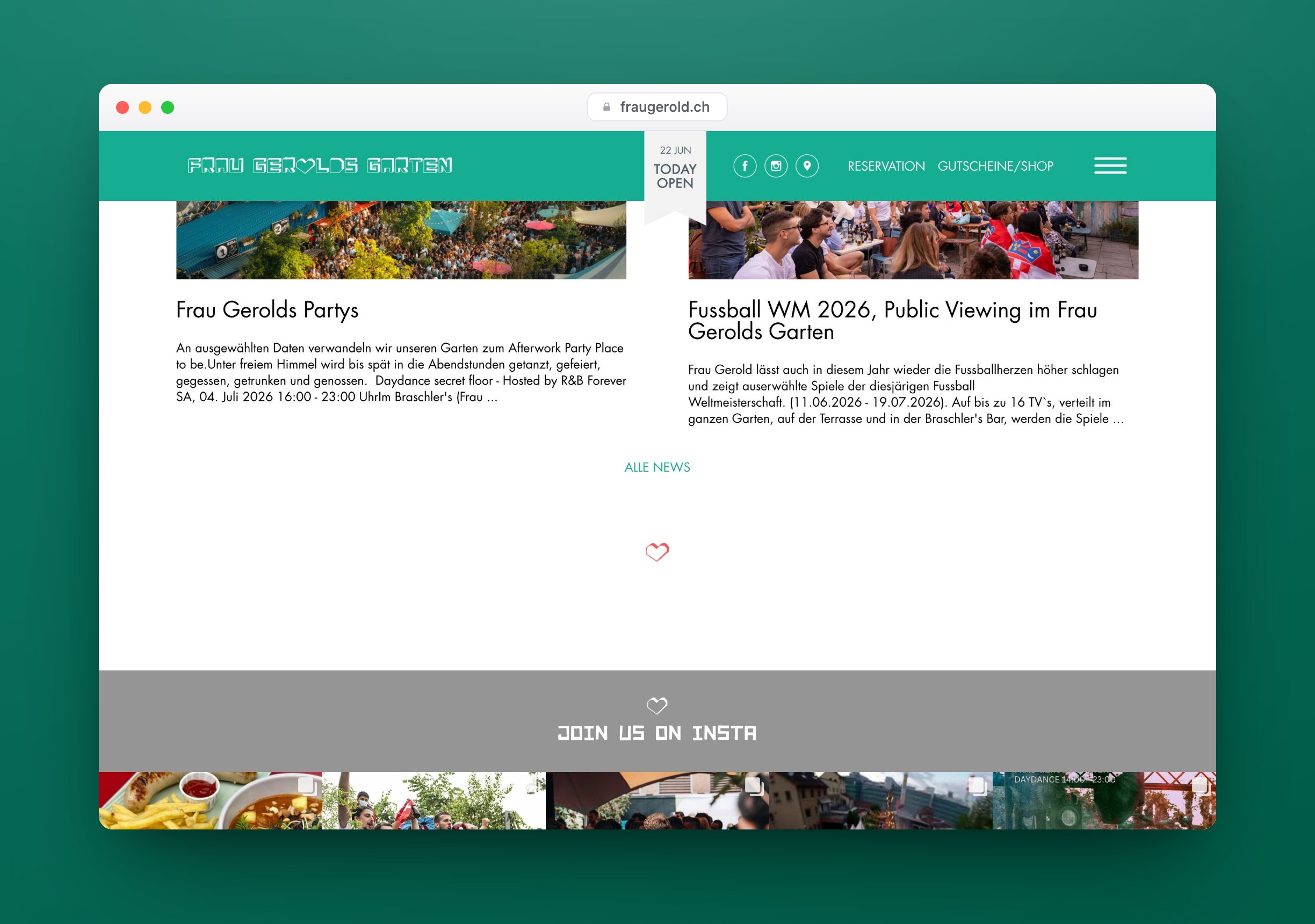 Frau Gerolds Garten, Website