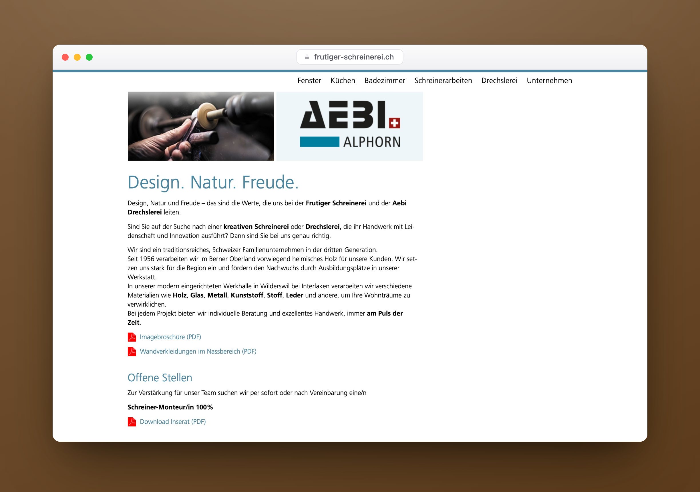 Frutiger, Website
